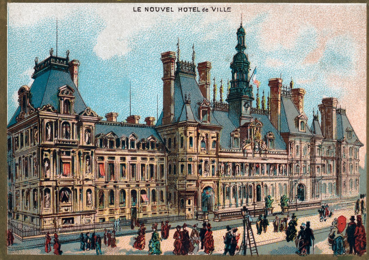 Paříž. Světová výstava z roku 1889: Radnice v Paříži. od French School