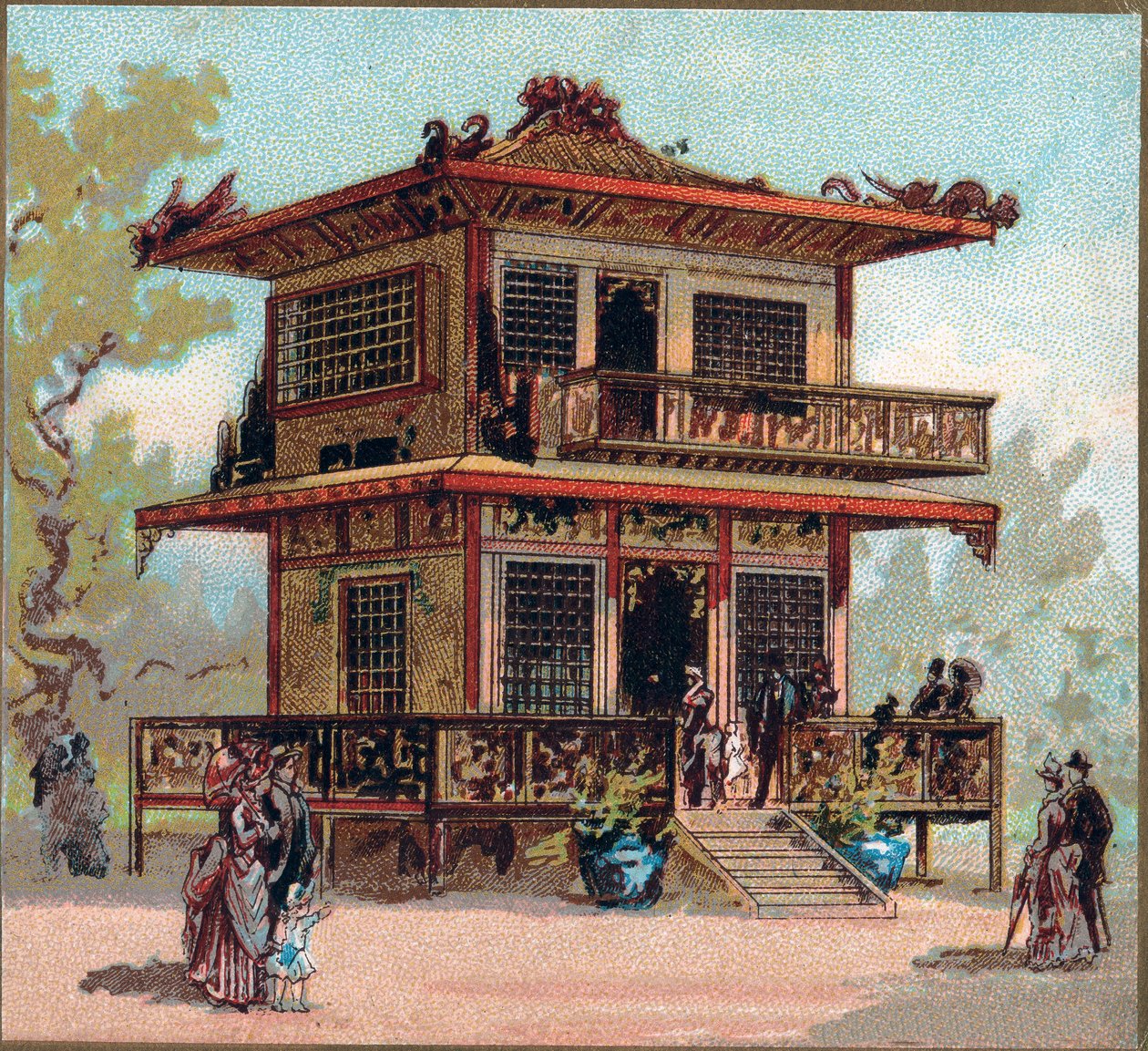 Paříž. Univerzální výstava z roku 1889: Japonský pavilon. od French School