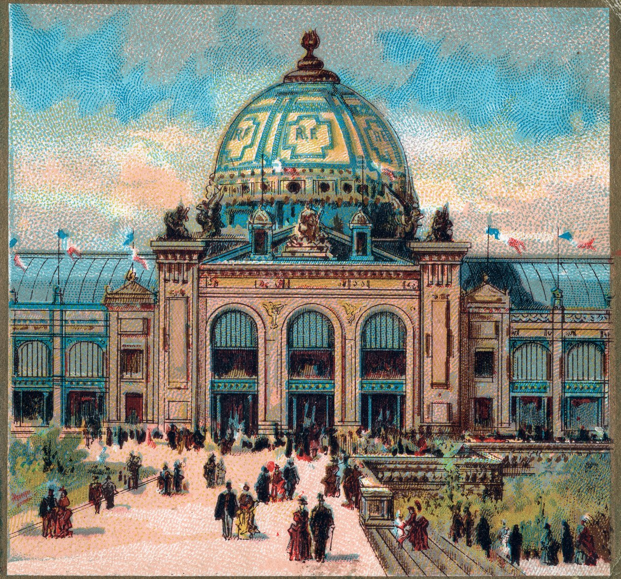 Paříž. Univerzální výstava z roku 1889: Pohled na Palais des Beaux arts. od French School