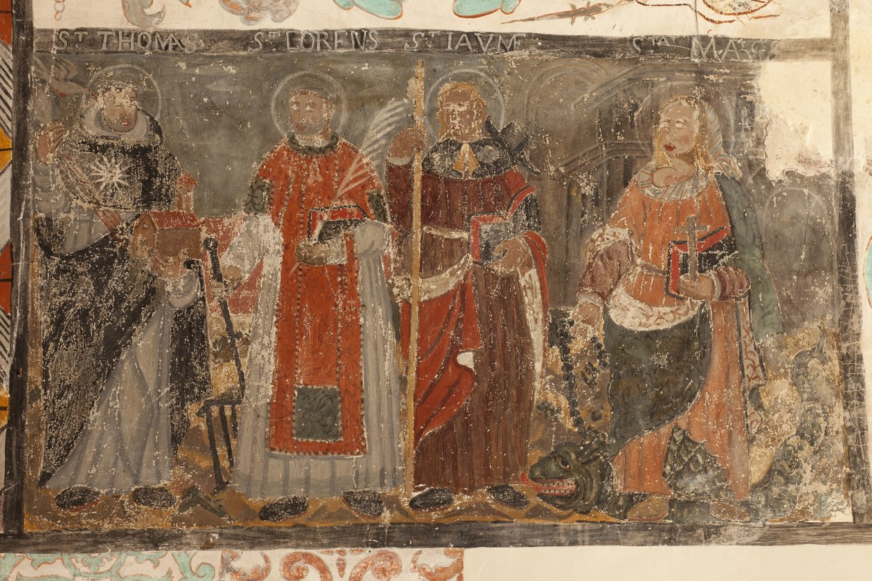 Farní kostel (Església de la Mare de Déu de Solers). Interiér. Lodě. Nástěnné malby. Detail. 16. století (). od French School