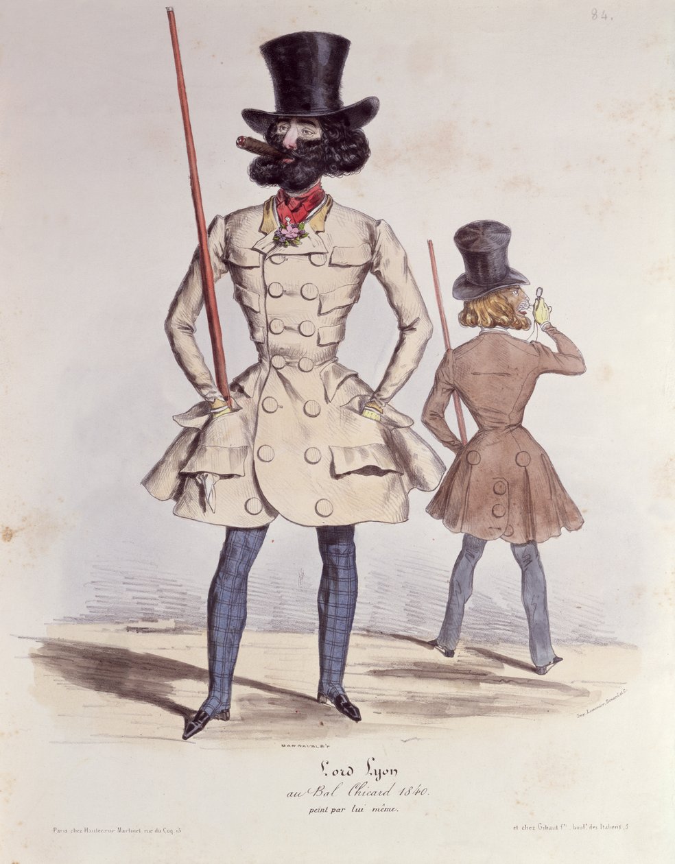 Parisian Dandies at the Bal Chicard, 1840 (barva lito) od French School