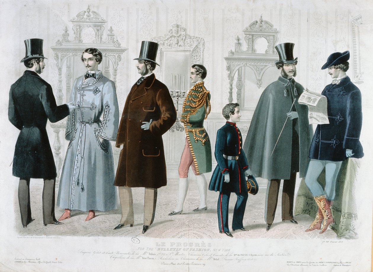 Parisian Fashion Plate pro Bulletin of Fashion, New York, únor 1858 (barevná rytina) od French School
