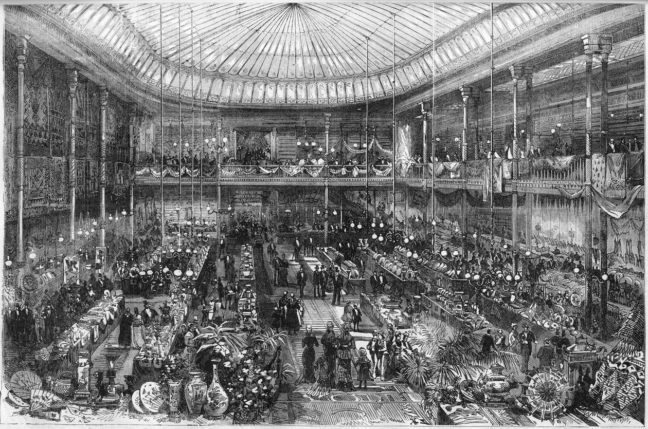 Pařížské obchodní domy: pohled na obchodní halu Little Saint Thomas v roce 1878. Rytina od Scotta v „“The Illustrous World”” č. 1124 z 12. října od French School