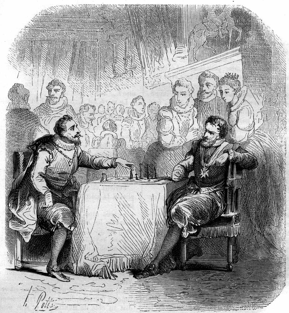 Část šachů mezi Jindřichem IV. Francouzským (1553-1610) a vévodou z Vendome. od French School