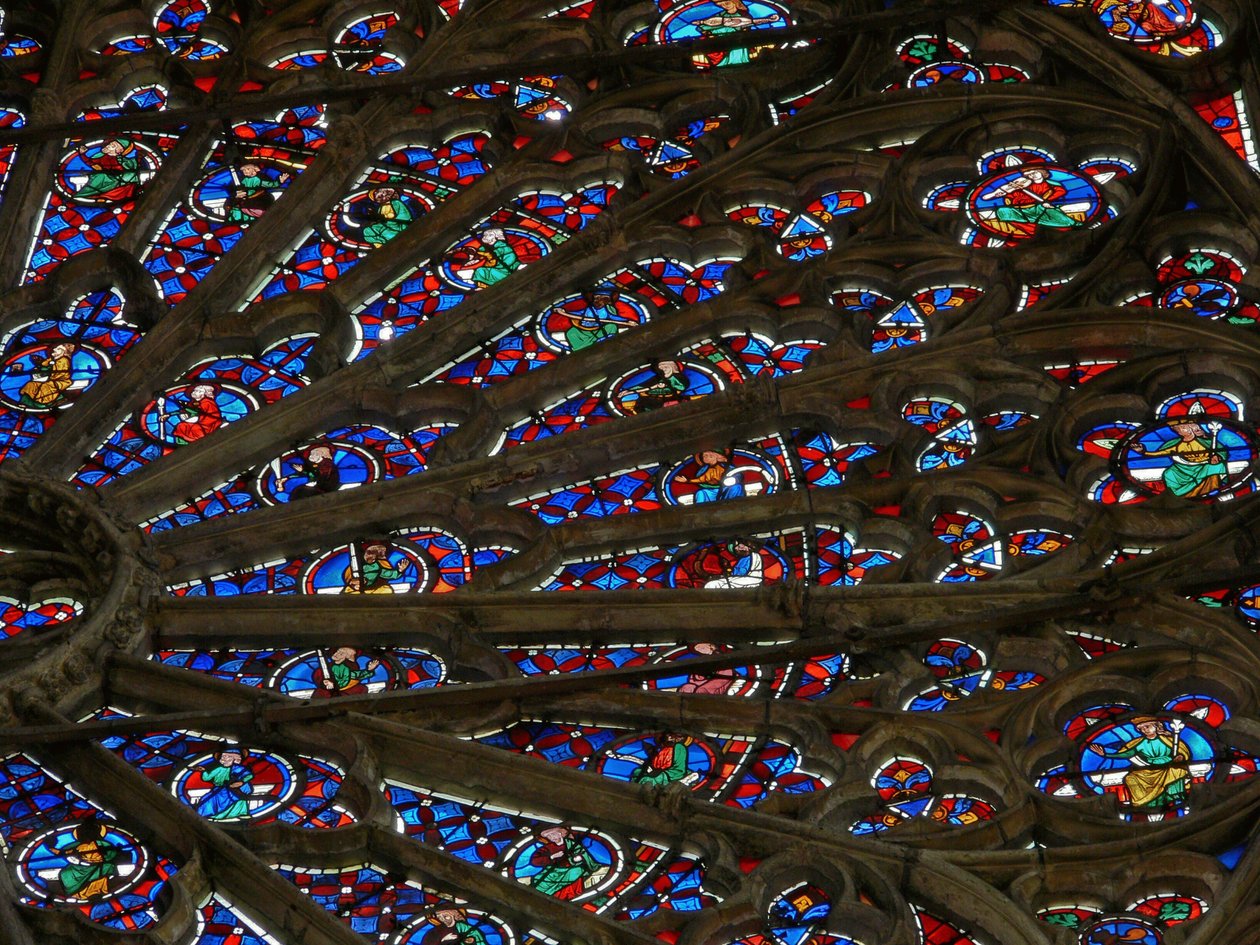 Částečný pohled na severní rozetové okno, cca 1300 od French School