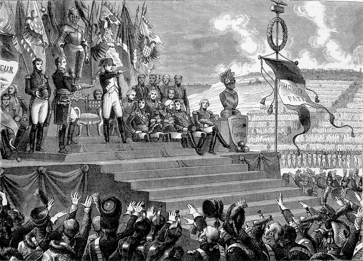 Party v Camps de Boulogne: Konzul Napoleona I. Rytina - v „“ Histoire de France““ od Henriho Martina. 19. století. od French School