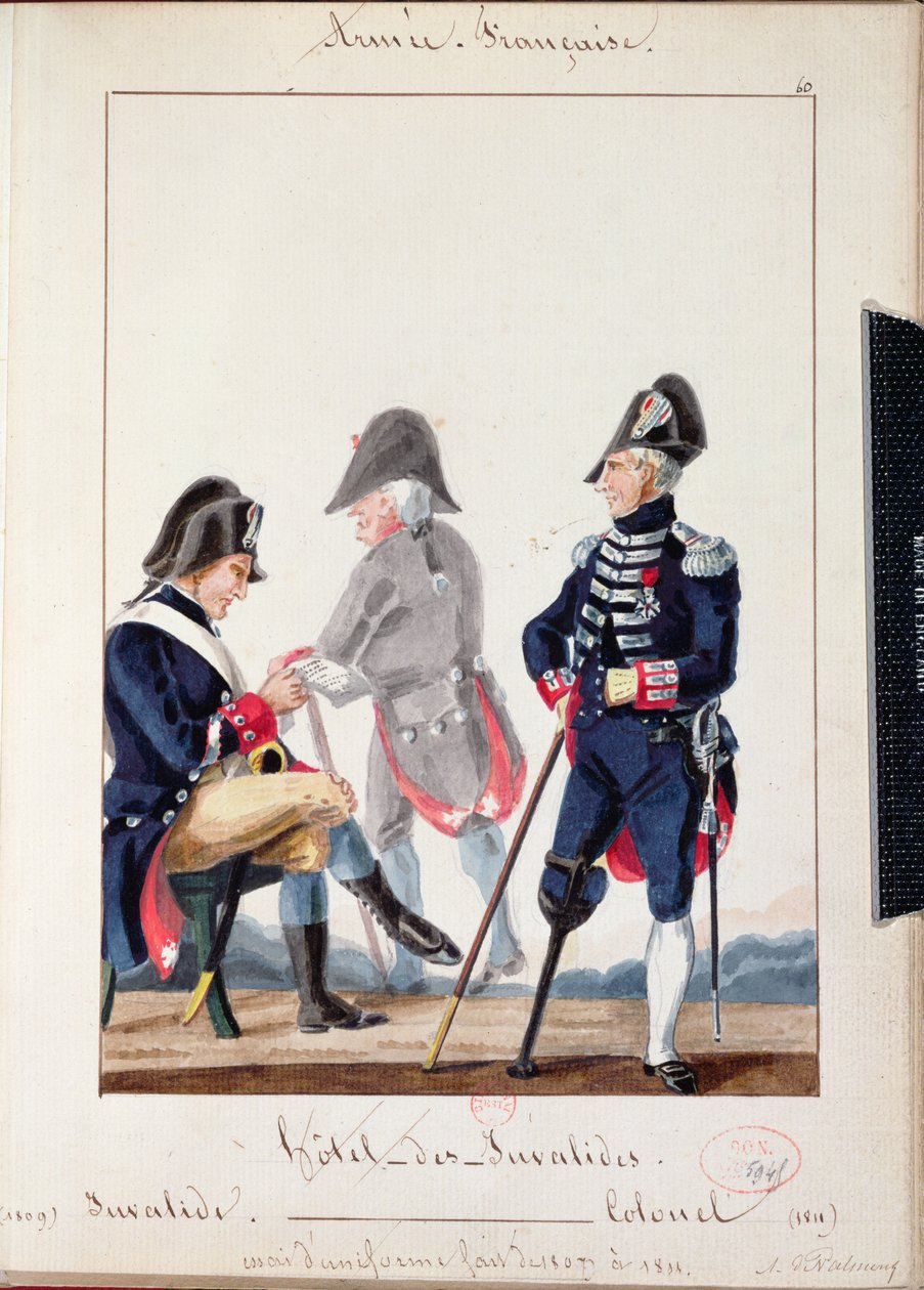 Pacienti v Hotelu des Invalides, 1809-11 (čb na papíře) od French School