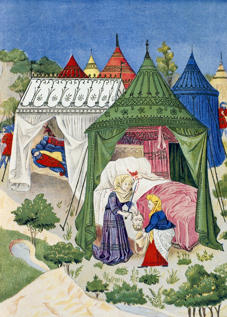 Pavilony a stany z 15. století, detail z Dějin Judity od French School