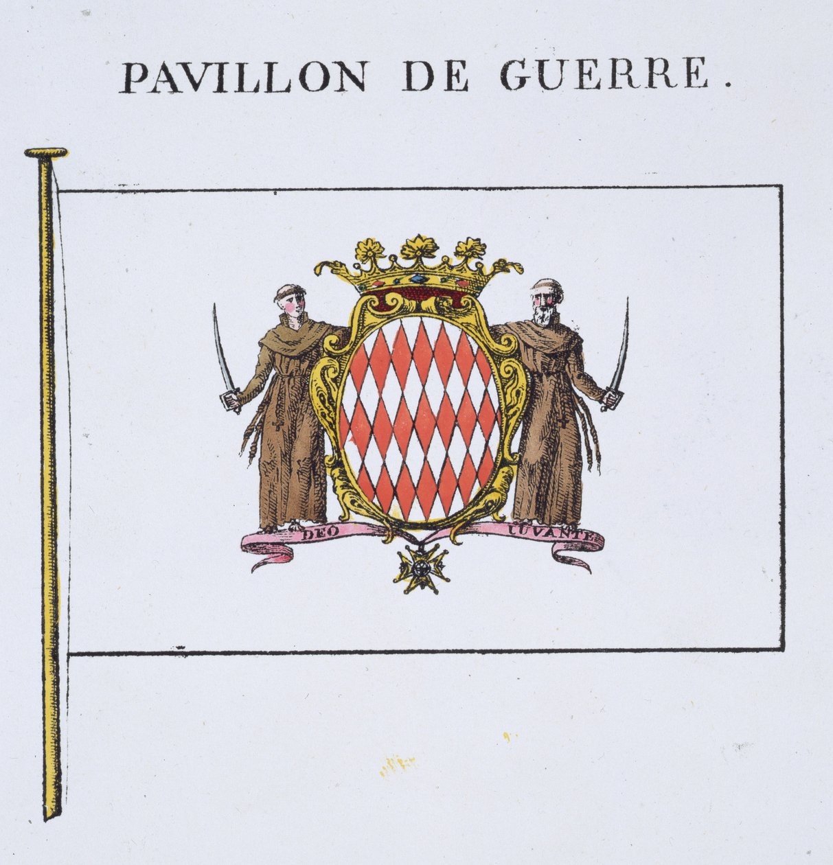 Pavillon de Guerre, detail z knihy Vlajky z Monaka (viz 103834), z francouzské knihy Vlajky, cca 1819 od French School