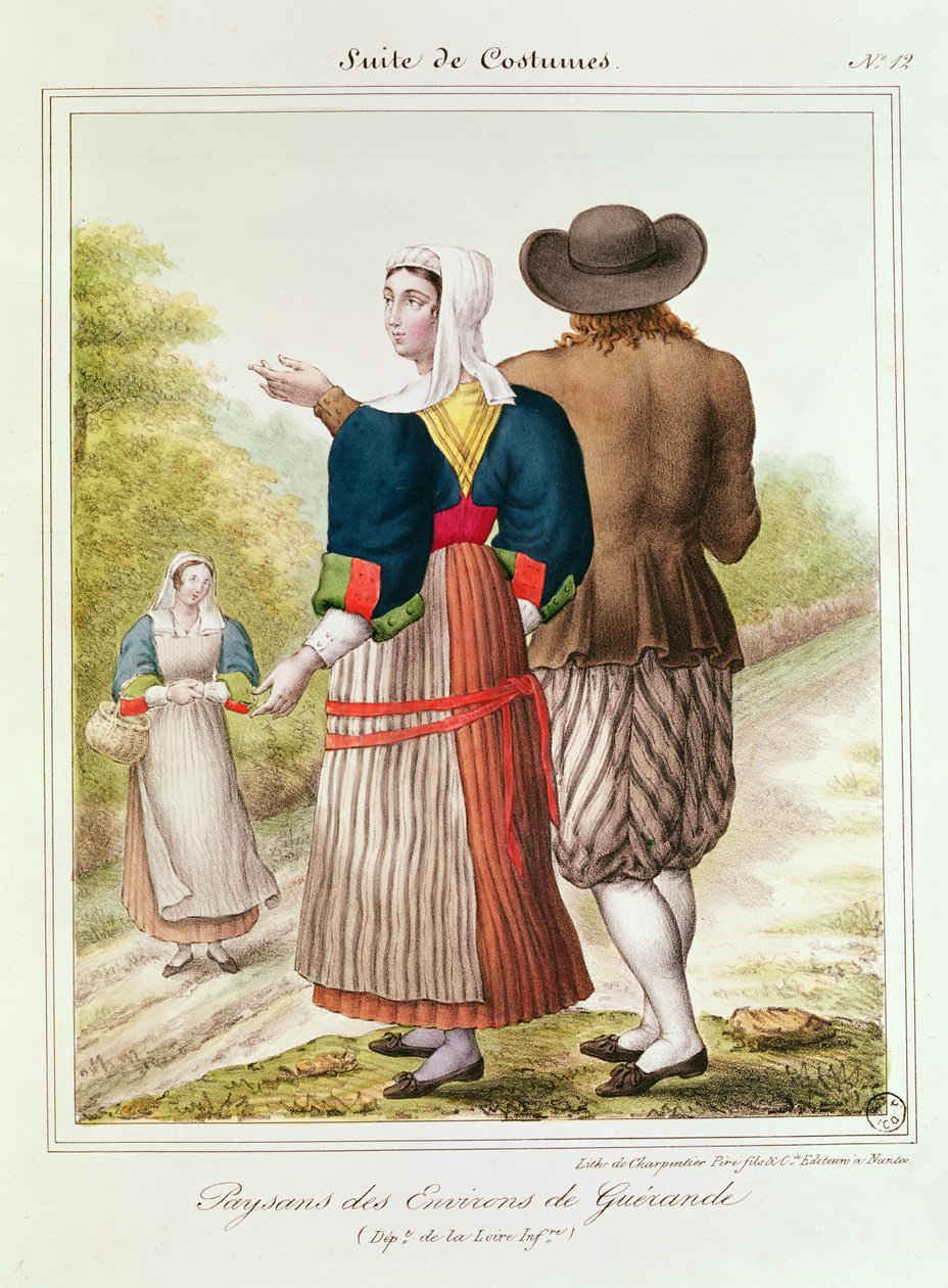 Rolníci z Guerande, z Les Costumes Bretons de Charpentier od French School