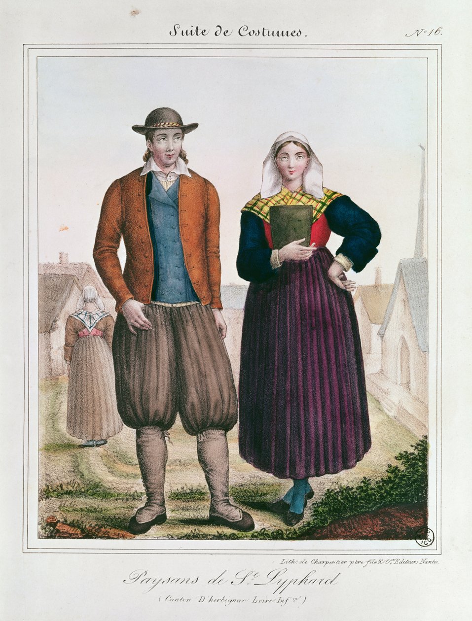 Sedláci ze Saint-Lyphard, z knihy Les Costumes Bretons de Charpentier od French School