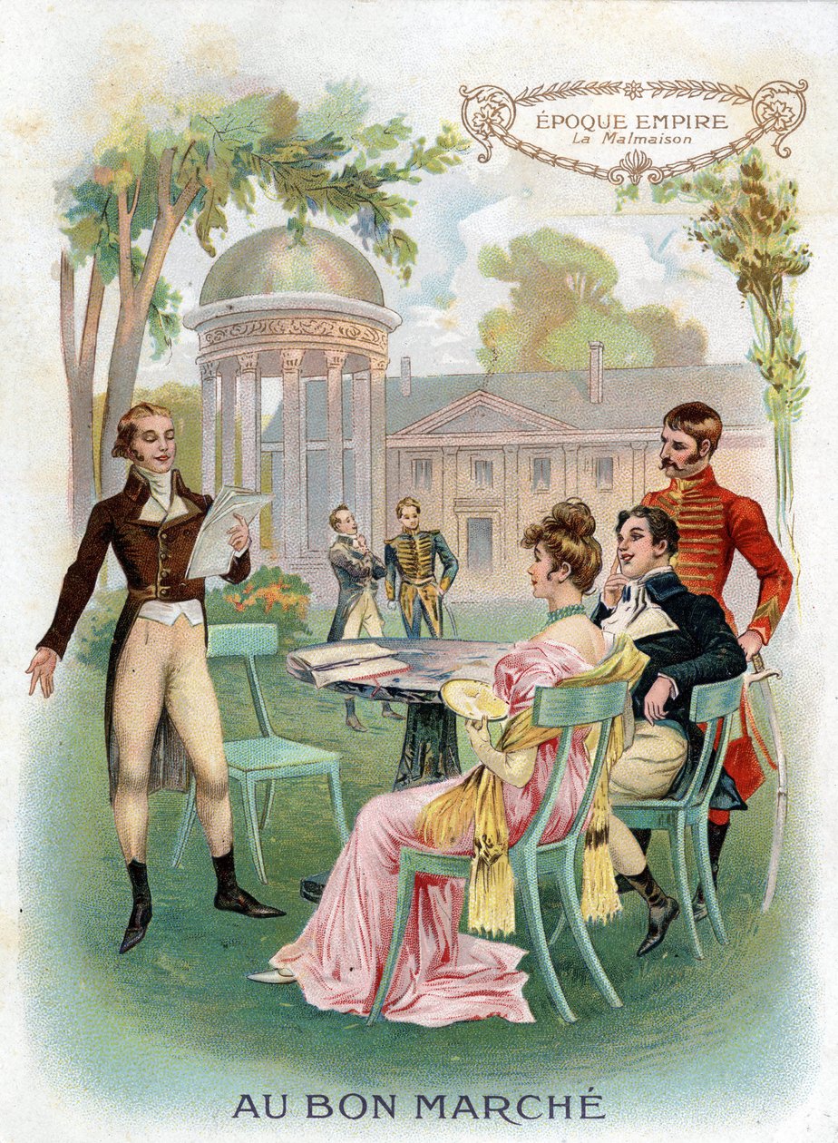 Období impéria: Malmaison. Chromolitograf „Au Bon Marche“ kolem roku 1890. od French School