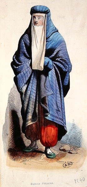 Perská žena, asi 1840 (barevná litografie) od French School