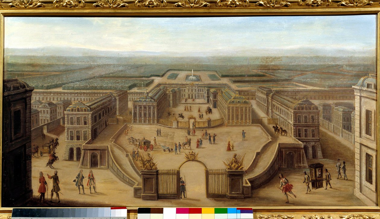 Perspektivní pohled na zámek Versailles z náměstí Place d