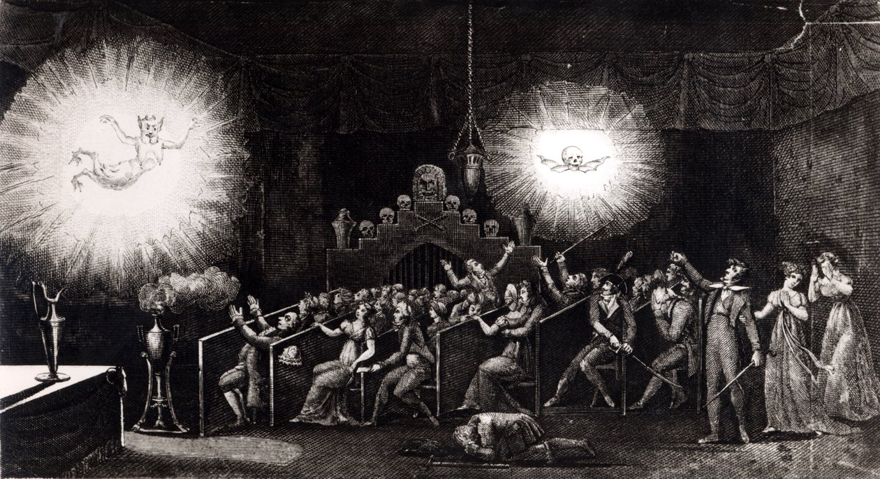 Phantasmagorie, z Memoires Recreatifs Scientifique et Anecdotique od Etienna Gasparda Robertsona (1763-1837), Paříž, 1831 od French School
