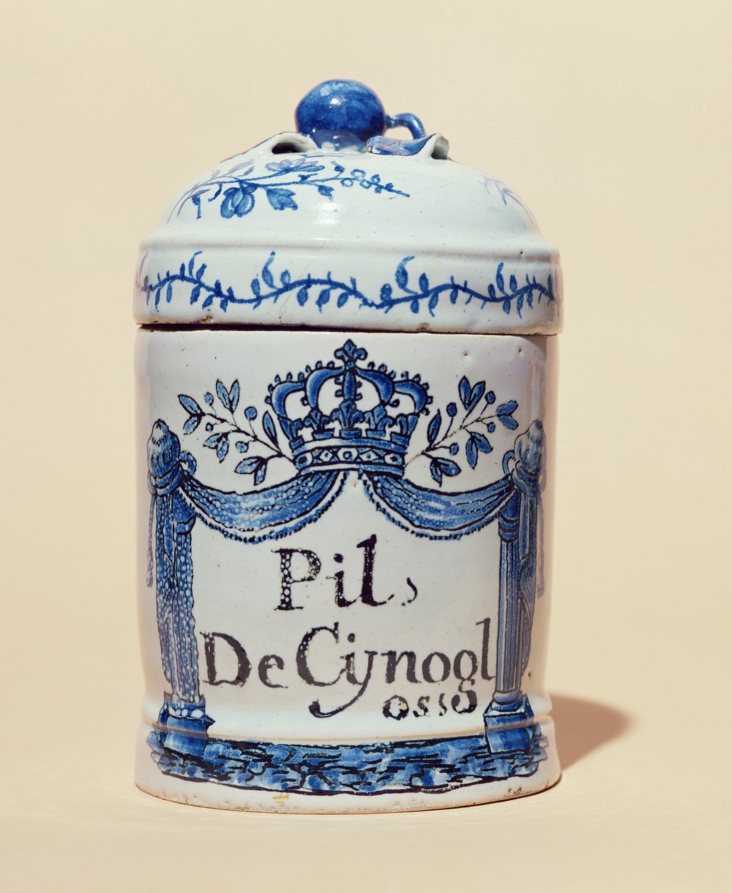 Farmaceutická nádoba na tablety cynoglossum, cca 1700 (keramická) od French School