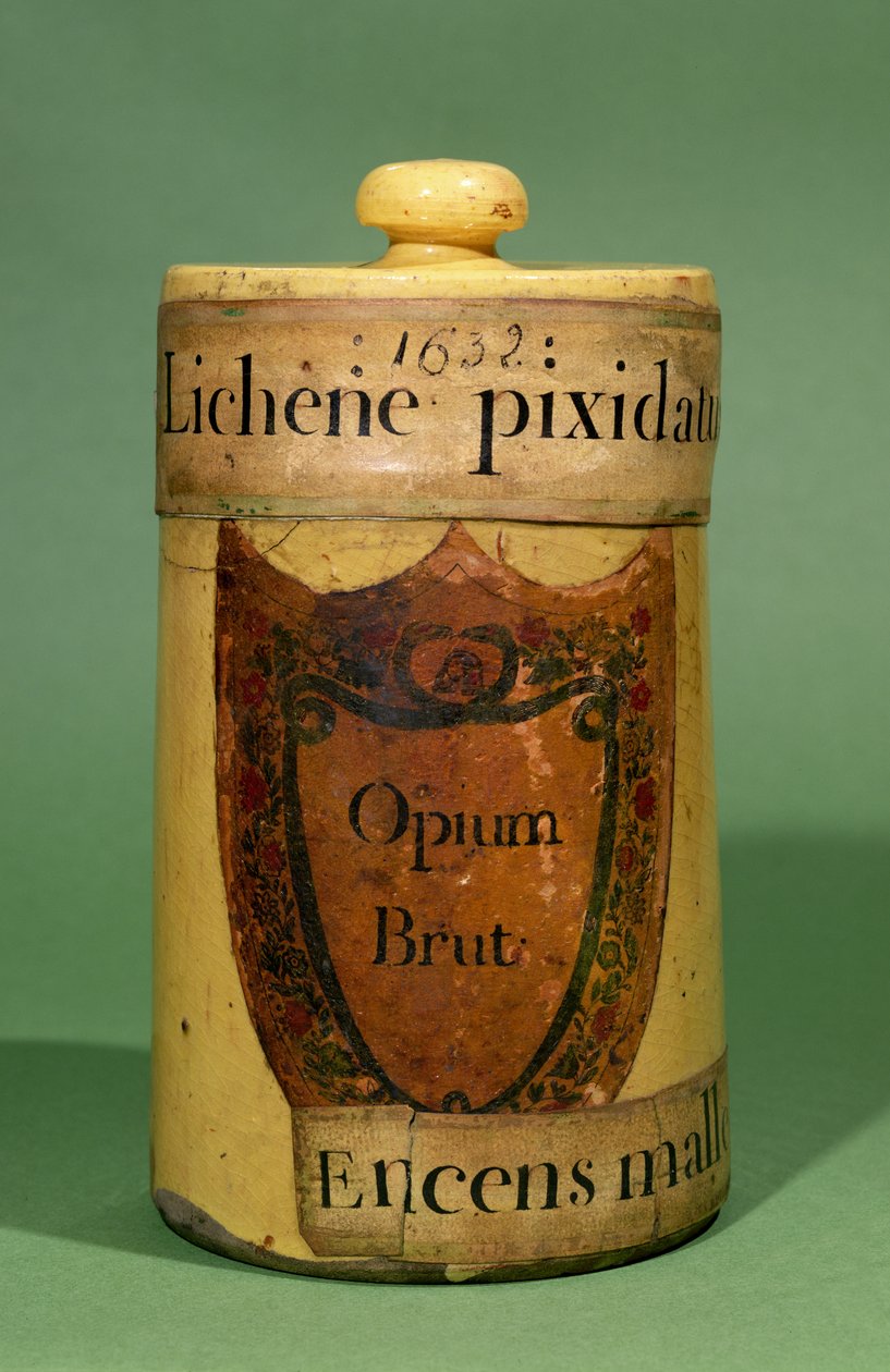 Farmaceutická nádoba pro uchovávání surového opia, 1632 (keramická) od French School