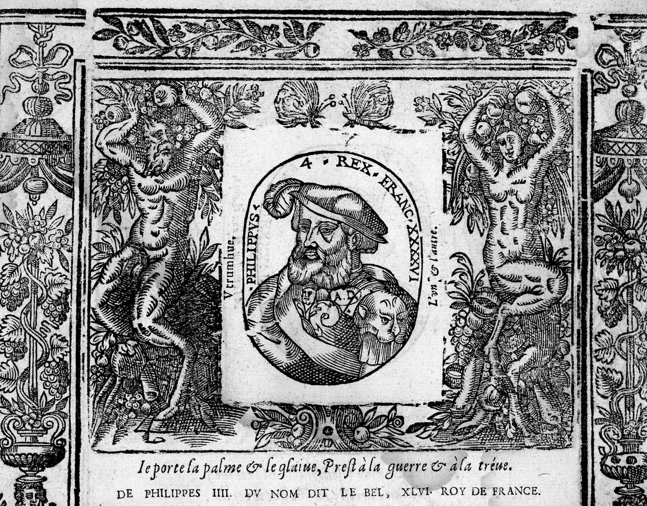 Filip IV., Bel, portrét vyrytý do medailonu od French School