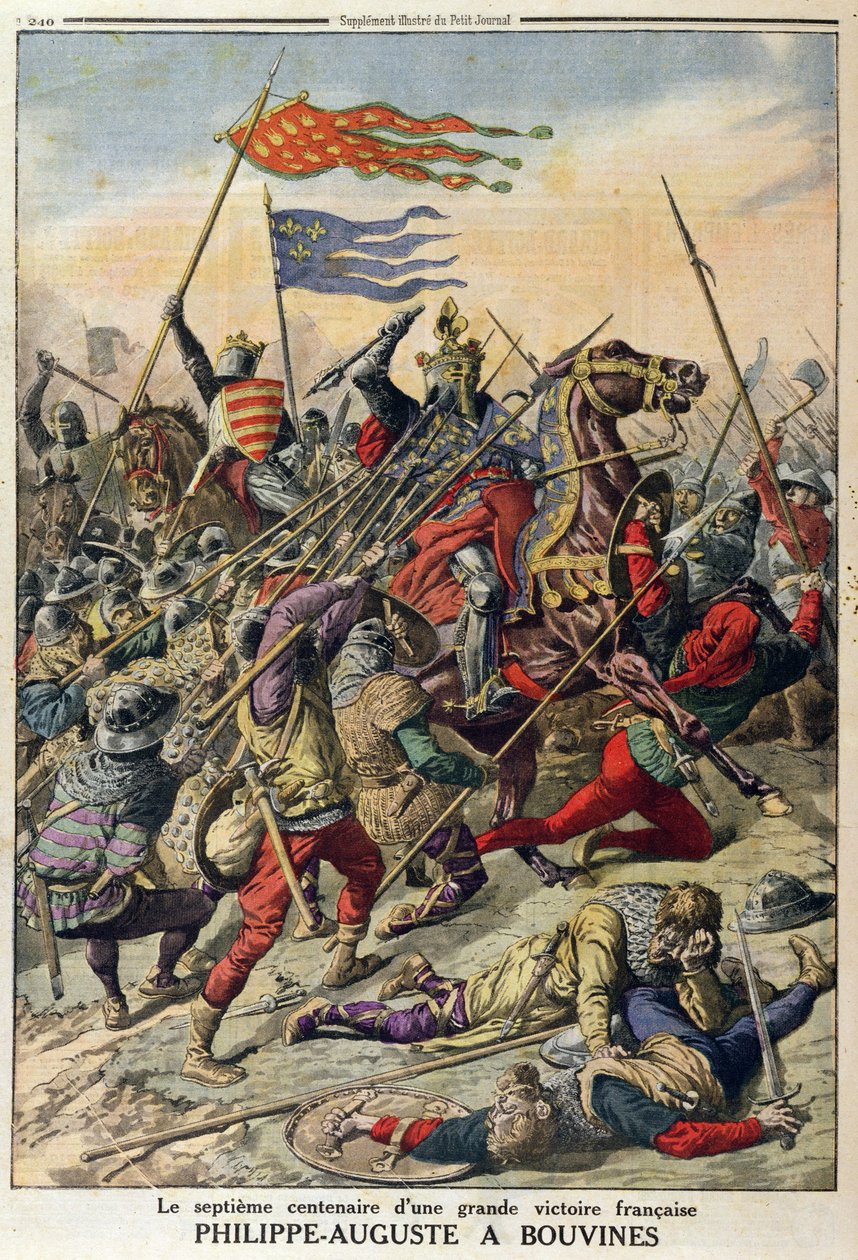 Philippe-Auguste (1165-1223) v Bouvines, ilustrace z Le Petit Journal, 27. července 1914 od French School