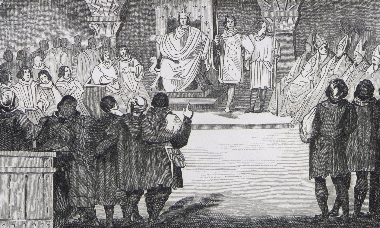 Philippe IV (1268-1314) le Bel znovu sjednocuje generála států v Louvru, z „Histoire de France“ od Colarta, vydaného kolem roku 1840 od French School