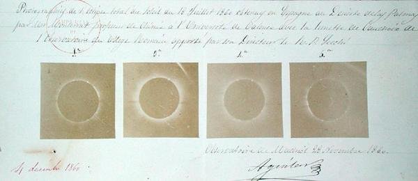 Fotografie zatmění Slunce pořízené na observatoři v Madridu od French School