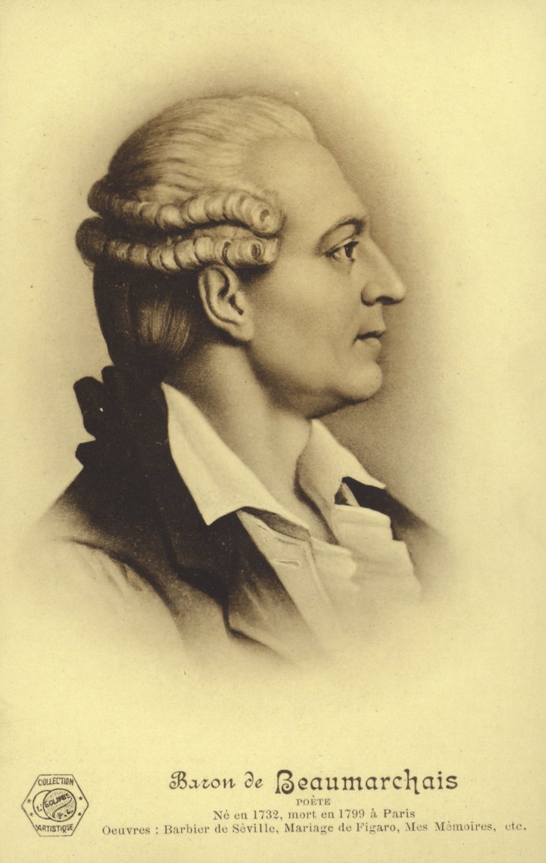 Pierre Beaumarchais (1732-1799), francouzský dramatik (litografie) od French School