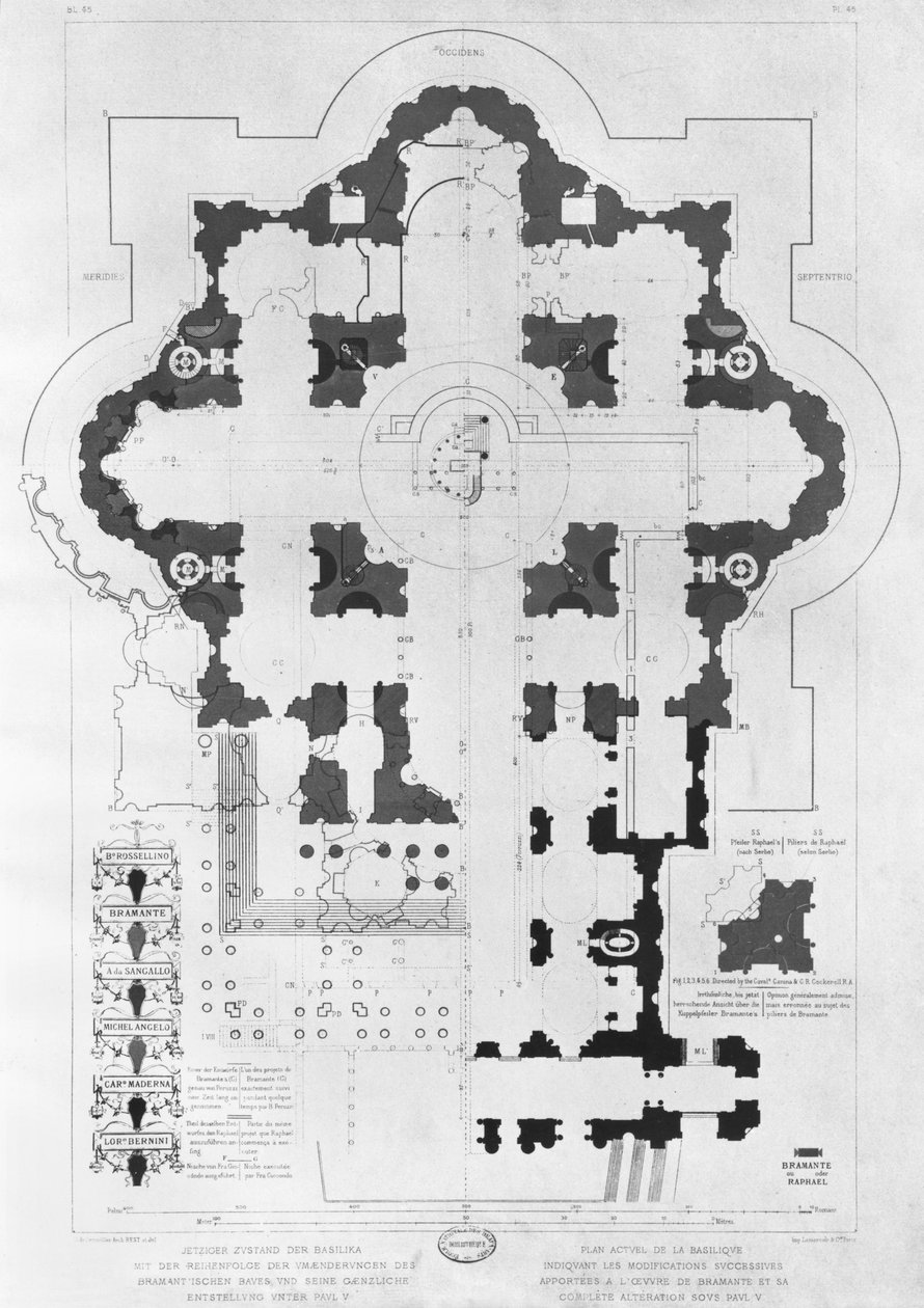 Plán baziliky svatého Petra od French School