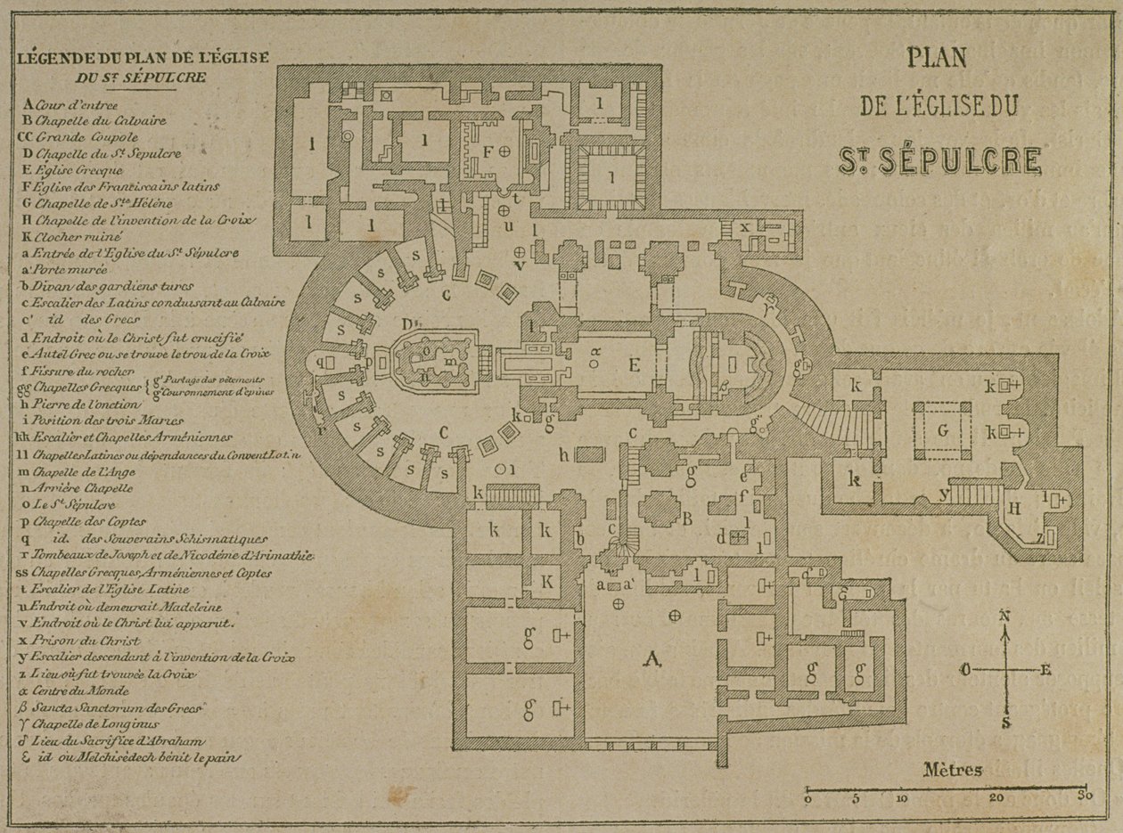 Plán kostela Božího hrobu, Jeruzalém od French School