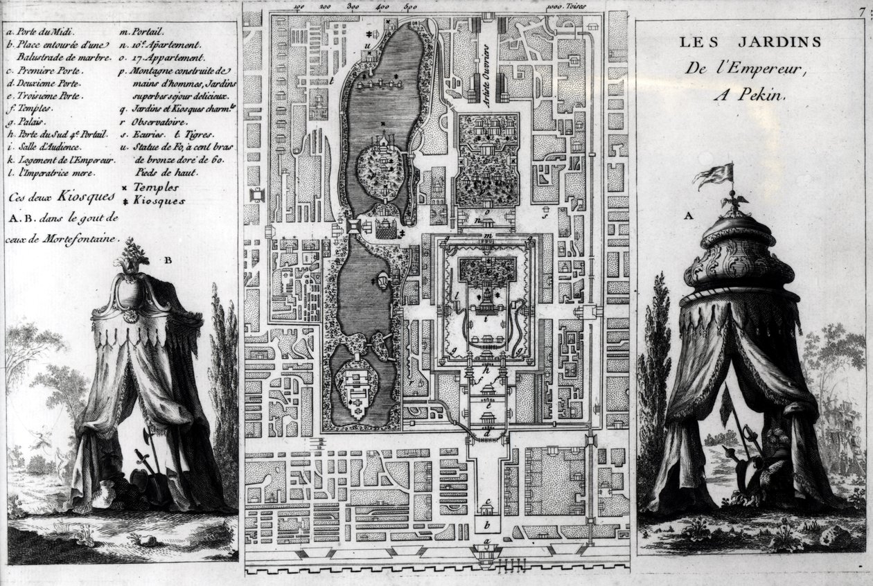 Plán zahrad pekingského císaře z knihy Jardins Anglo-Chinois a la Mode od George Louise le Rouge, vydané asi v letech 1776-78. od French School