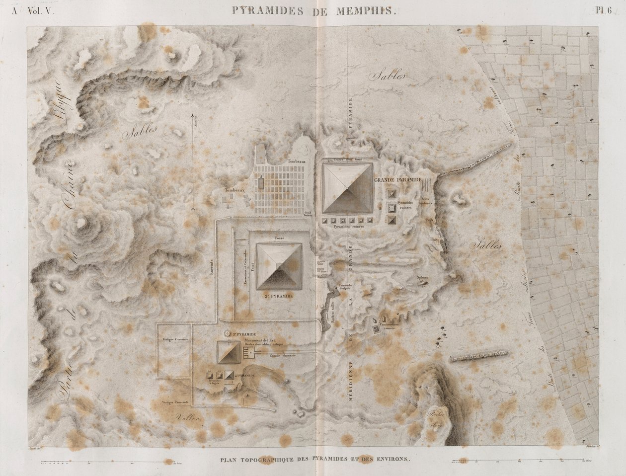 Plán pyramid v Memphisu a okolí od French School