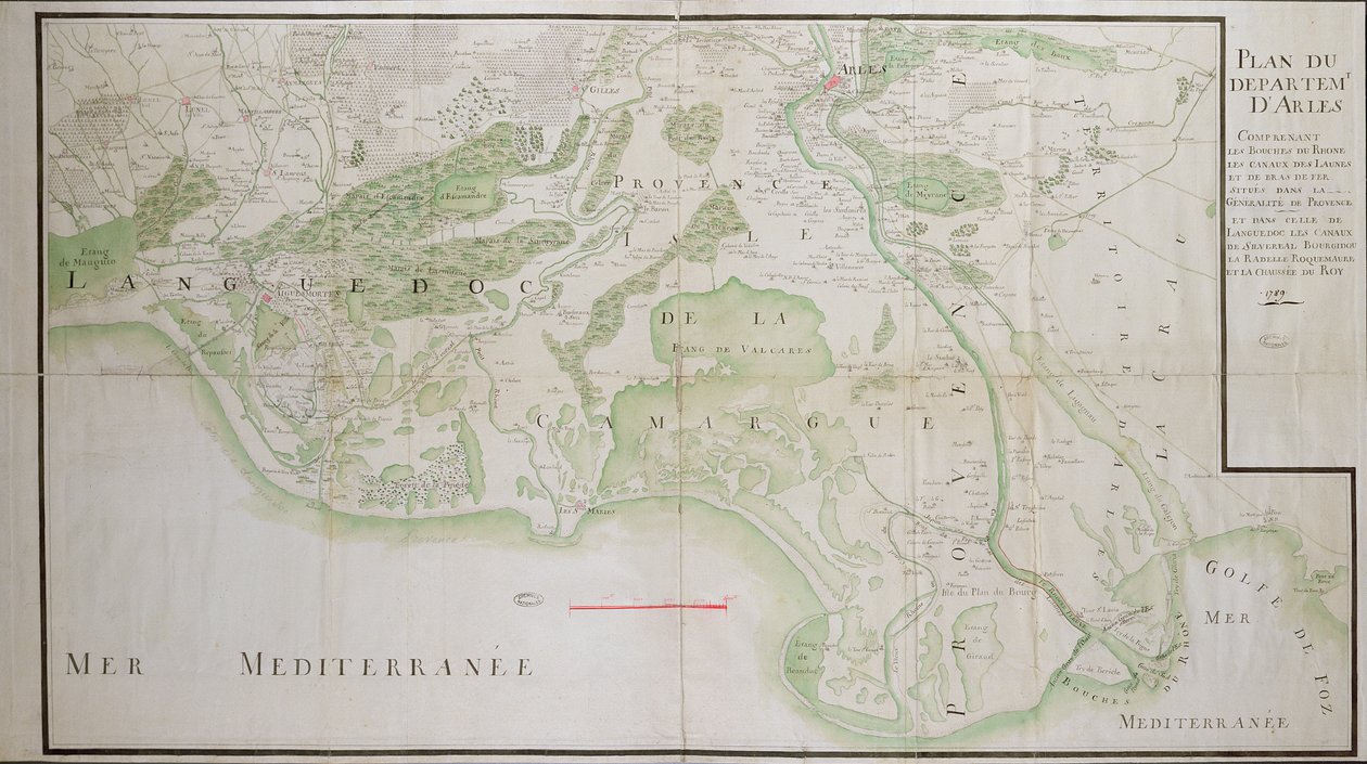 Plán oddělení Arles, 1789 od French School