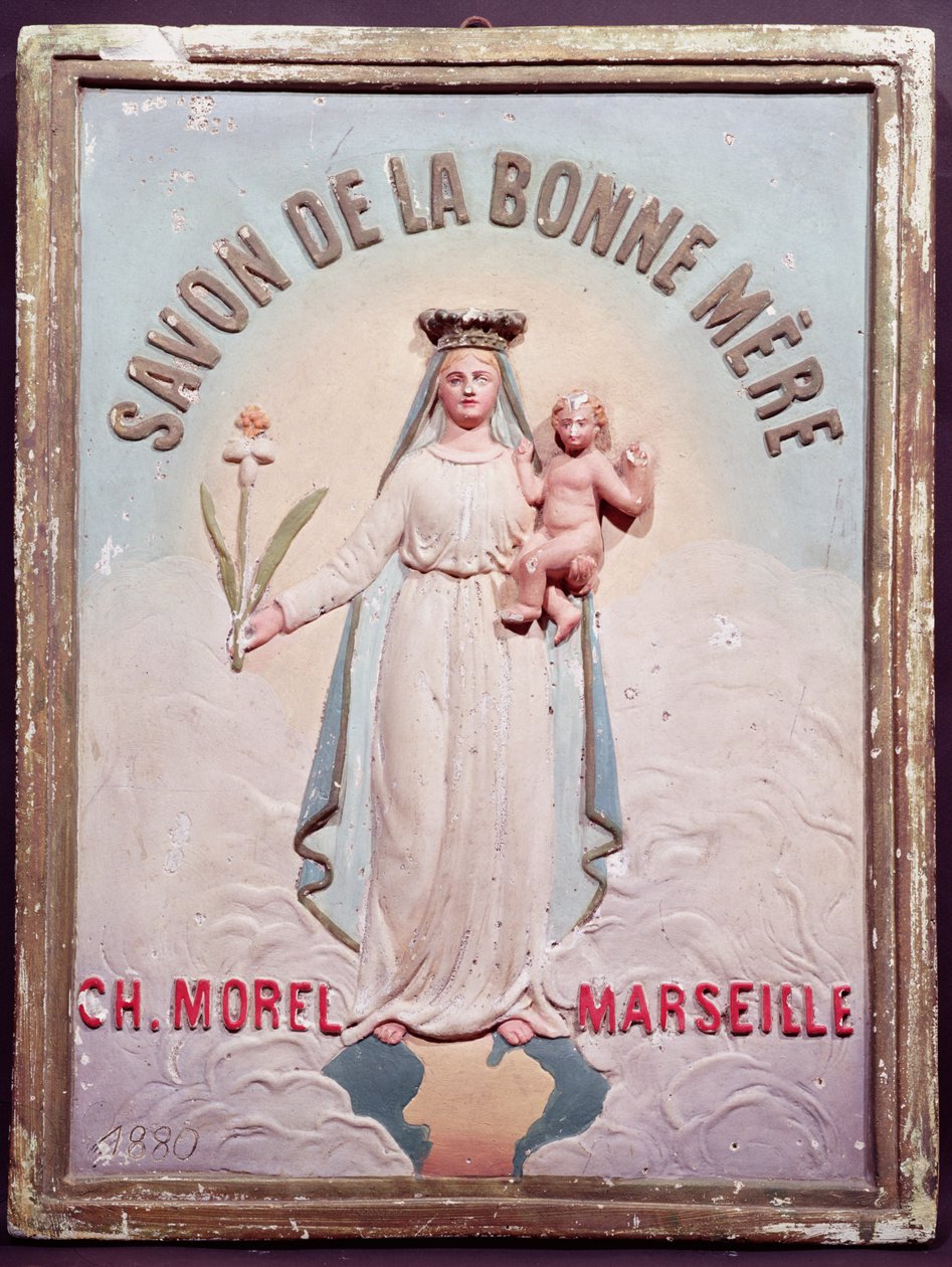 Reklamní plaketa Savon de la Bonne Mere, 1880 (omítka) od French School