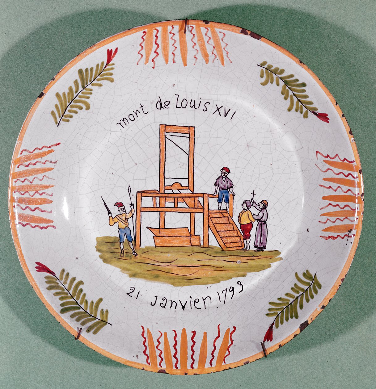 Talíř s motivem francouzské revoluce připomínající popravu Ludvíka XVI. 21. ledna 1793 (fajáns) od French School