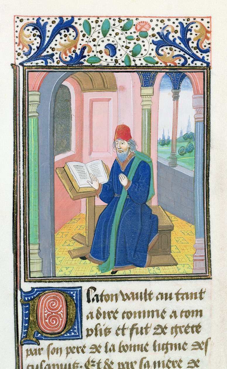 Platón, z Histoire des Philosophes, konec 15. století od French School