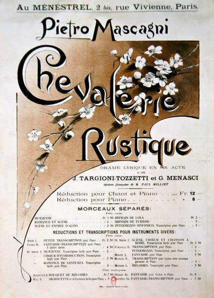 Playbill pro operu Chevalerie Rustique od Pietra Mascagniho (1863-1945) od French School