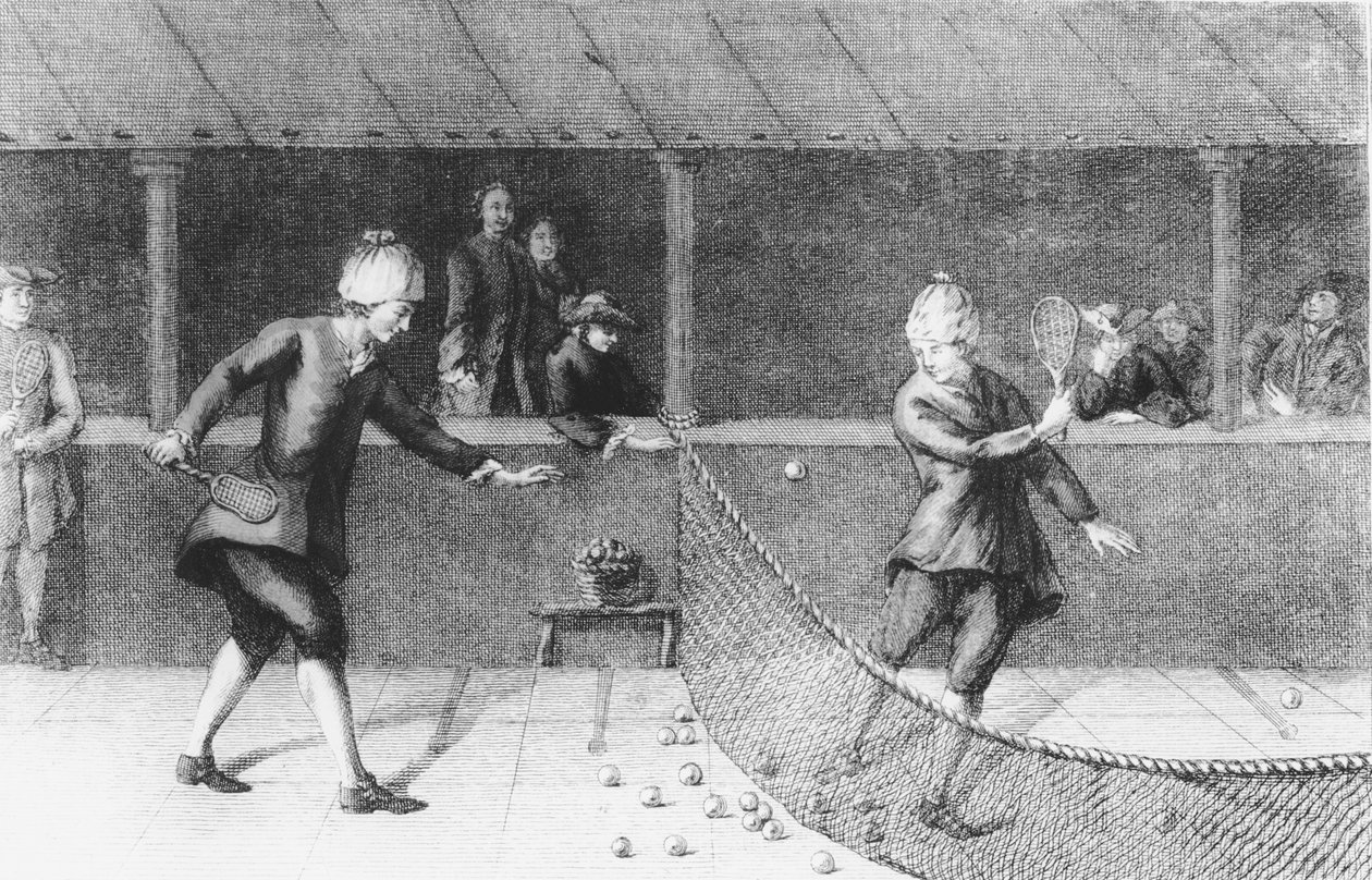 Hra Jeu de Paume v Paříži (rytina) od French School