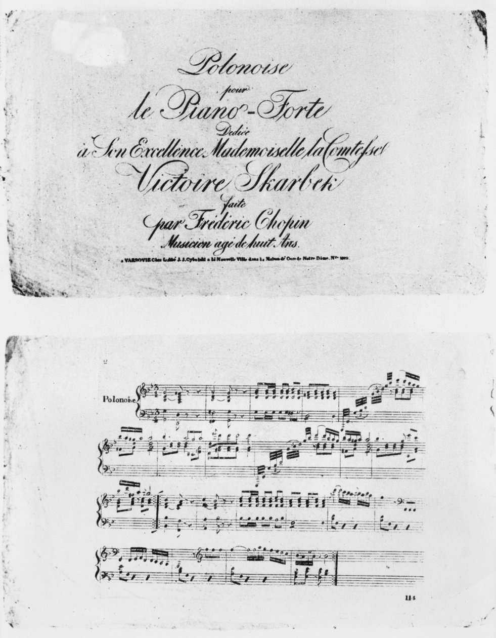 Polonéza pro pianoforte, věnovaná hraběnce Victoire Skarbek, napsal Frederic Chopin (1810-49) ve věku 8 let od French School
