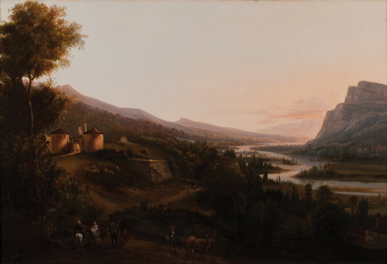 Pontcharra Valley nebo Isère Valley, Château Bayard 1800 1850 (olej na plátně) od French School