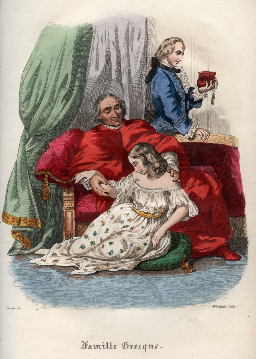 Papež Pius VI (Pie, Pio) (1717-1799) svádí mladou ženu od French School