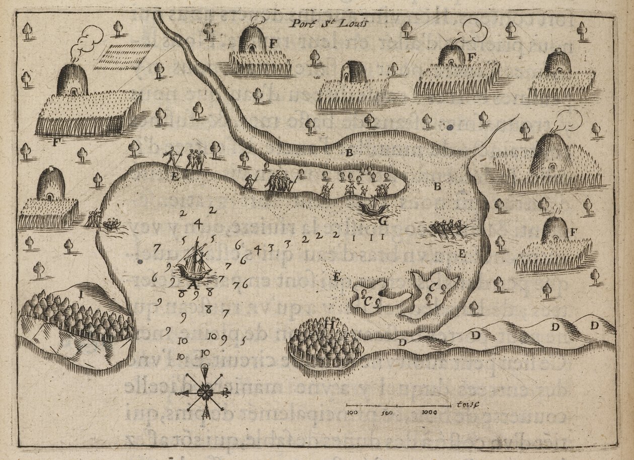 Přístav St. Louis, „Les Voyages du Sieur de Champlain...“ od Samuela de Champlain od French School