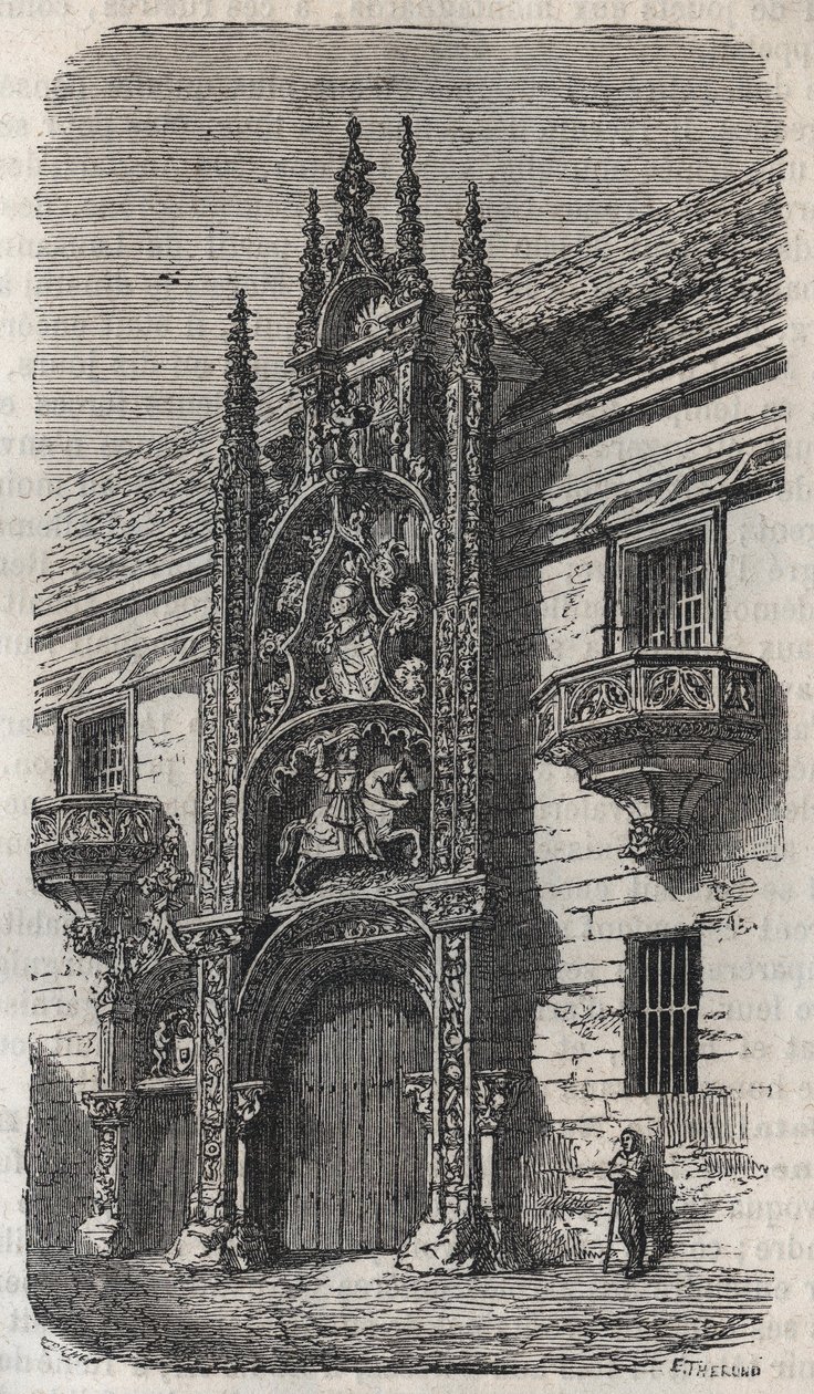 Dveře vévodského paláce Nancy (palác vévodů z Lotrinska) (1502-1512) - rytina v „Histoire de France“ od Victora Duruye (1811-1894) - 1882 od French School