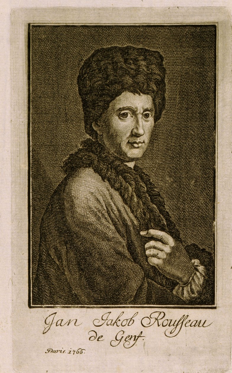 Portrét Jean Jacques Rousseau (1712-1778). Anonymní dílo, rytina 1766. Francouzské umění od French School
