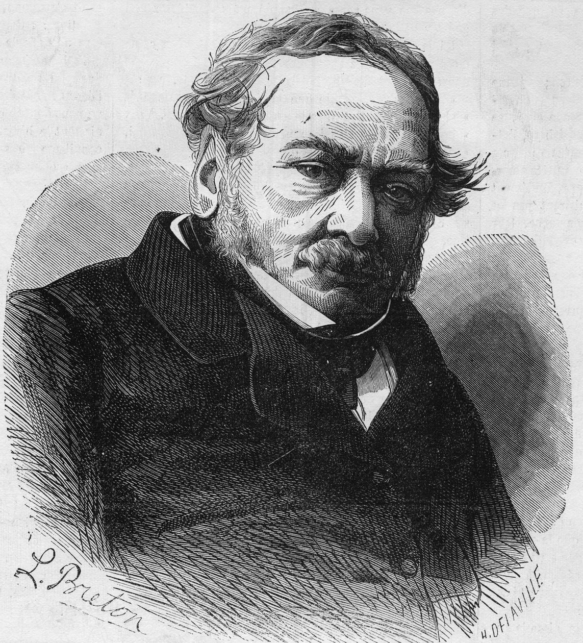 Portrét Paula de Kocka (1793-1871), francouzského romanopisce a dramatika. Rytina v ""Le Monde Illustre"" č. 601 ze 17. října 1868. od French School