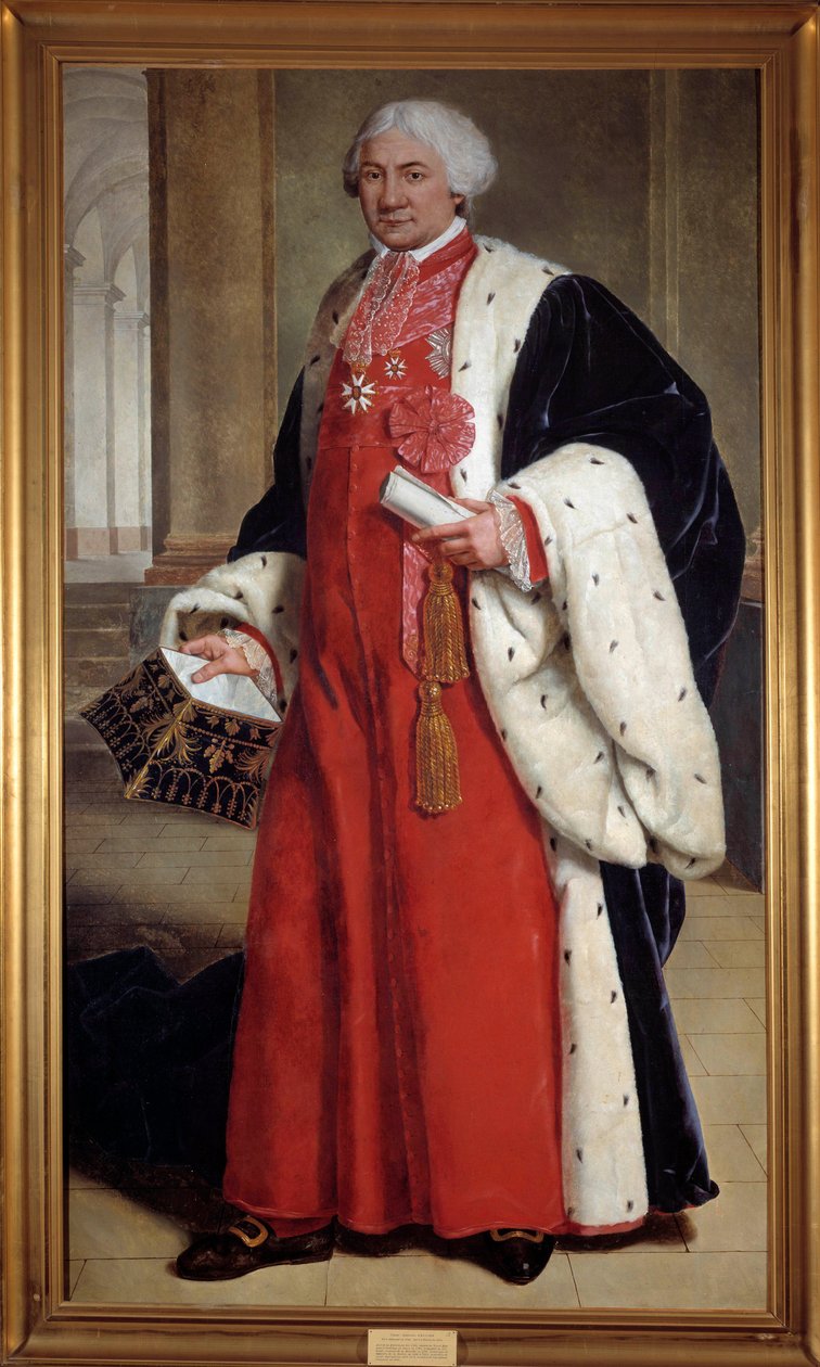 Portrét en pied de Claude Ambroise Regnier (1746-1814), právník v parlamentu a zástupce ve třetím státě, ministr spravedlnosti v letech 1802 až 1813 Anonymní obraz. 18. století. Nancy, musee historique lorrain - Celovečerní portrét Clauda Ambroise R od French School
