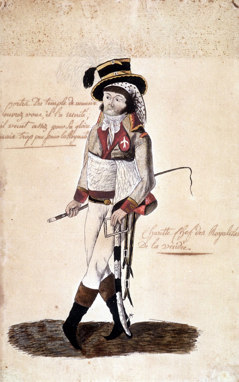 Celovečerní portrét Francoise Athanase (Francois-Athanase) de Charette de la Contrie (1763-1796), royalistického vůdce Vendée - Dobrée Museum, Nantes od French School