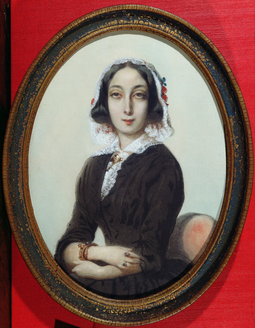 Portrétní miniatura George Sandové (1804-76) kolem roku 1840 od French School