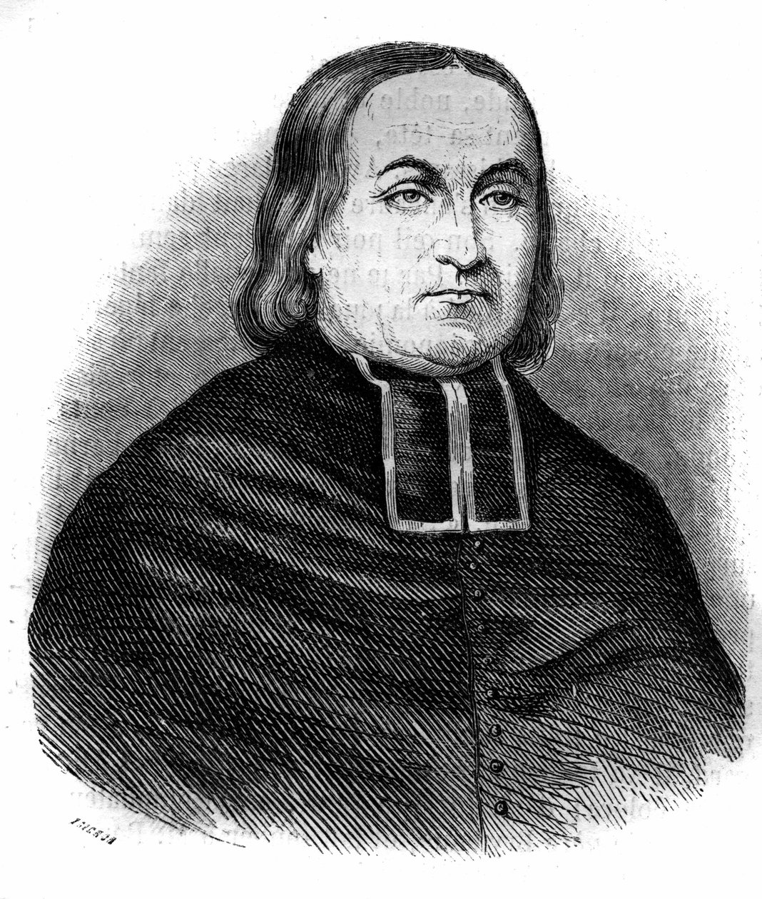 Portrét abbé Theodora Combalota (1798-1873), francouzského církevního muže, zakladatele Kongresu „Nanebevzetí Panny Marie“. Rytina z roku 1852. od French School