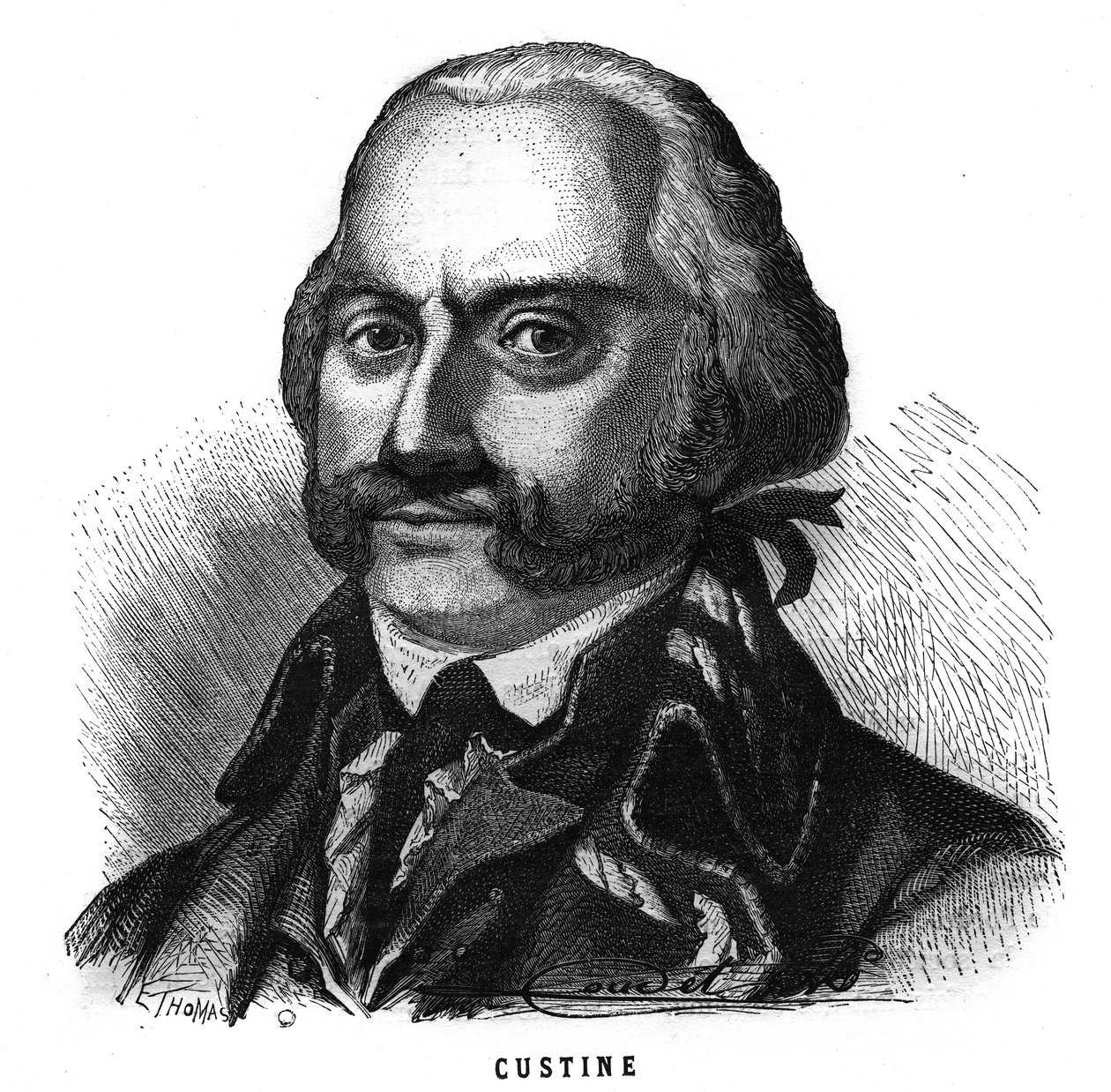 Portrét Adama Philippe de Custine (1740-1793) francouzský generál. Rytina v „Les Illustrations De L