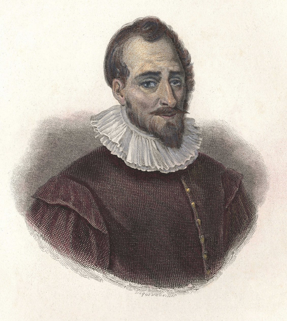 Portrét Adama de Craponne (1527-1576), francouzského matematika a inženýra. V ""Portréty užitečných mužů"" od French School