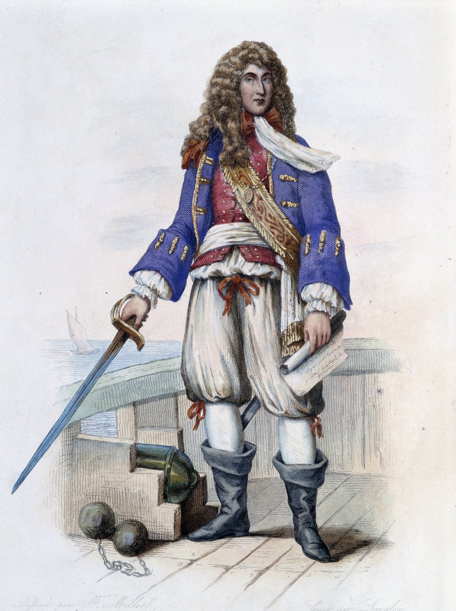 Portrét admirála Anny Hilarion de Costentin (Cotentin), hraběte z Tourville (1642-1701) - v „“Le Plutarque francais““, od Mennechet, Paříž od French School